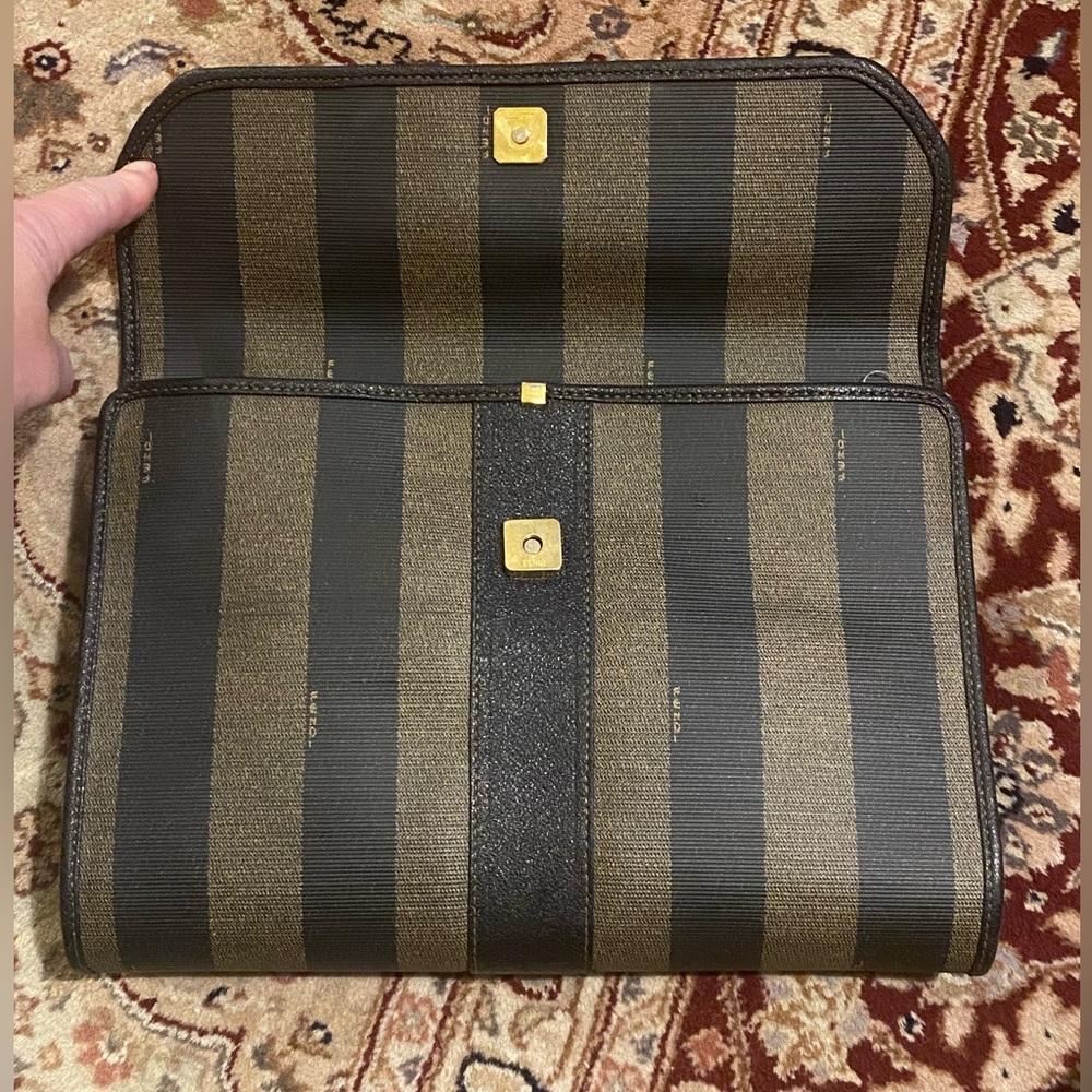 Fendi Brown and Black Striped Clutch Bag - Picture 3 of 16